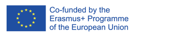Logo: "Co-funded by the Erasmus+ programme". Blue text on white background, with EU flag on the left